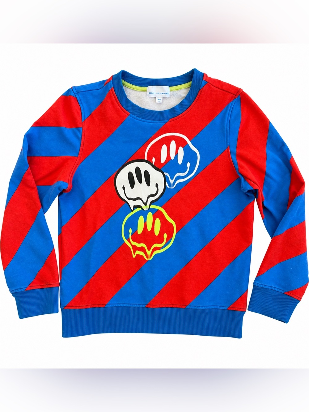 Rockets of Awesome Kids Size 10 Smiley Face Striped Sweatshirt